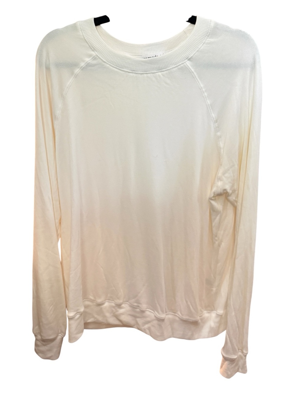 LA Made Women’s Large Ivory Modal Cotton Crewneck Sweatshirt Top NWOT